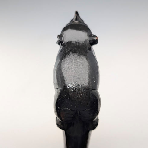 ヴィンテージ 極太ブラックシャフト ライノ彫刻ハンドル ステッキ 杖 83cm